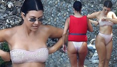 Chị cả nhà Kim Kardashian dáng tròn trịa hút mắt trên biển