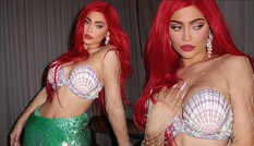 Kylie Jenner mặc áo ngực vỏ sò hóa trang thành nàng tiên cá