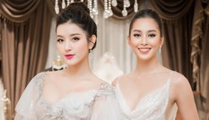 Huyền My, Tiểu Vy mặc váy dạ hội xuyên thấu khoe đường cong quyến rũ
