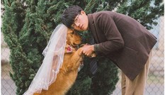 Chưa có người yêu, chàng trai đành chụp ảnh với chó cưng