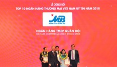 MB thăng hạng trong TOP 10 Ngân hàng thương mại VN uy tín năm 2018