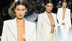 Bella Hadid 'thả rông vòng 1' táo bạo trên sàn diễn