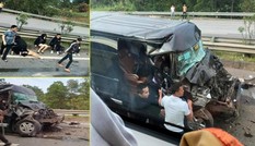 Nóng: Xe Limousine tông đuôi ô tô đầu kéo trên cao tốc, 8 người bị thương