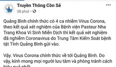 Một fanpage bịa đặt Quảng Bình có 4 người nhiễm nCoV khiến dư luận hoang mang