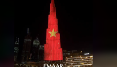 Tòa nhà chọc trời cao nhất thế giới Burj Khalifa đổi màu quốc kì Việt Nam tối 2/9