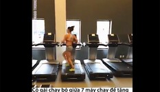 Cô gái chạy bộ liên tục giữa 7 máy chạy