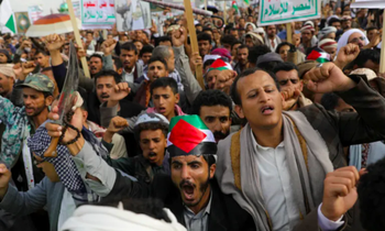 Một cuộc biểu tình ở Yemen ủng hộ người Palestine. (Ảnh: Reuters)