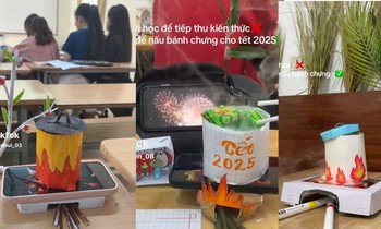 Trào lưu làm bánh chưng giấy: Teen đi học nhưng tâm trạng đã sẵn sàng đón Tết