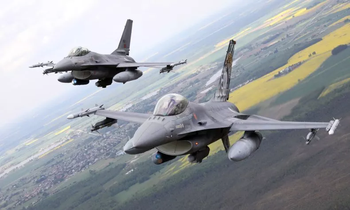 Máy bay chiến đấu F-16 của Không quân Bồ Đào Nha tham gia nhiệm vụ kiểm soát không quân Baltic của NATO trên không phận Litva gần Siauliai, ngày 23/5/2023. Ảnh: Getty Images.