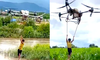 Sự nhanh trí, quyết đoán của chàng trai cứu nhóm trẻ bằng máy bay không người lái