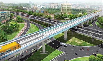 Ảnh phối cảnh một đoạn của tuyến metro số 5 Văn Cao - Hòa Lạc