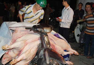 Mười con lợn bán ngoài chợ, sáu con mất vệ sinh