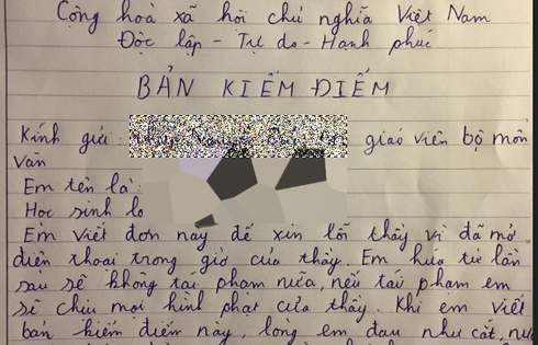 Có cần phải đính kèm bản kiểm điểm vì mang điện thoại vào hồ sơ học sinh không?