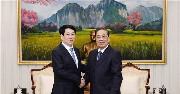 Chủ tịch nước Lương Cường gặp các nguyên lãnh đạo cấp cao Lào
