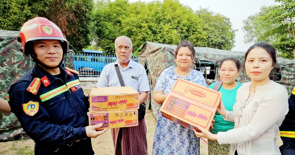 Lực lượng cứu hộ Bộ Công an dựng lều, thăm khám cho người dân Myanmar