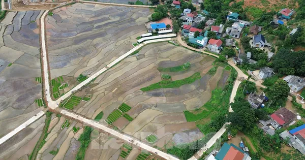 Hình ảnh ruộng bậc thang ở Phú Thọ dốc thoai thoải, sáng đẹp tựa gương soi trước vụ cấy