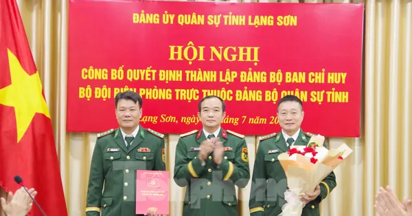 Công bố quyết định thành lập Đảng bộ Ban chỉ huy Bộ đội biên phòng tỉnh Lạng Sơn
