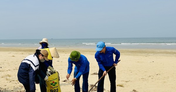 Thanh niên dọn sạch bờ biển