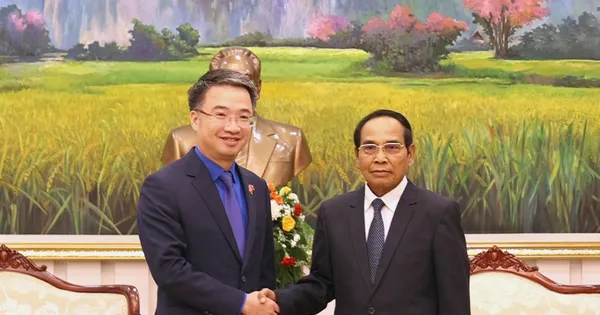 Bí thư Trung ương Đoàn tiếp kiến Ủy viên Bộ Chính trị, Thường trực Ban Bí thư T.Ư Đảng, Phó Chủ tịch nước Lào