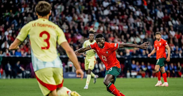 Chung kết Nations League 2024/25, Bồ Đào Nha vs Tây Ban Nha 2-2 (HP1): Semedo bỏ lỡ cơ hội tuyệt vời cho Bồ Đào Nha