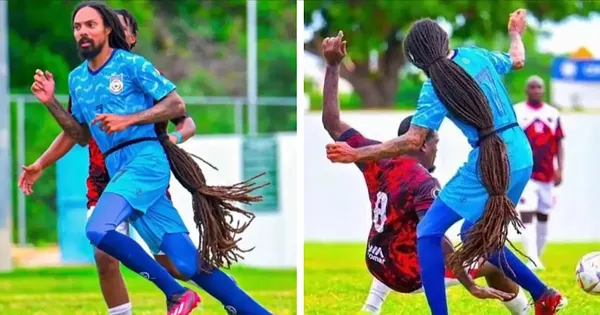 Kỳ lạ: Cầu thủ đá vòng loại World Cup với bộ tóc dài tới gần… gót chân
