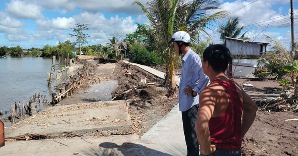 Đang thi công kè chống sạt lở lại… bị sạt lở