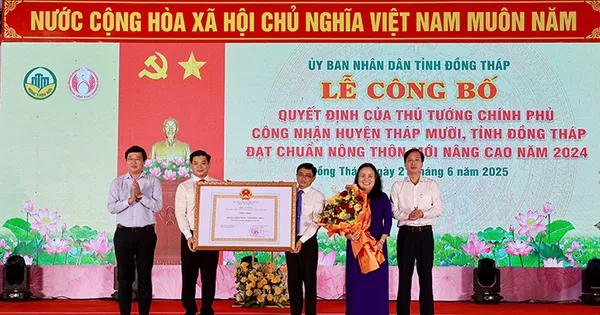 Huyện thứ hai ở Đồng Tháp đạt nông thôn mới nâng cao