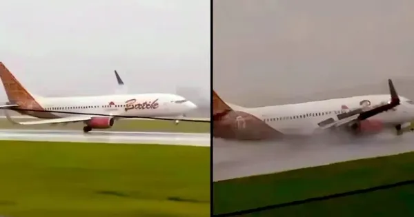 Máy bay Batik Air suýt 'cày' nát đường băng lúc hạ cánh