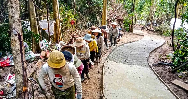 Kéo máy móc, vác xi măng băng rừng mở đường vào thôn biệt lập Bình Định