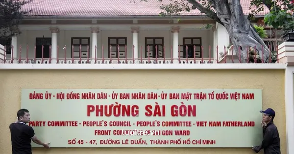 Cận cảnh bảng tên trụ sở phường Sài Gòn, Bình Thạnh