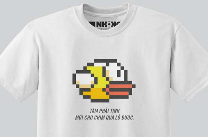 Công ty Việt Nam ký độc quyền hình ảnh Flappy Bird Mẫu phác thảo áo Flappy Bird của nhong.vn.