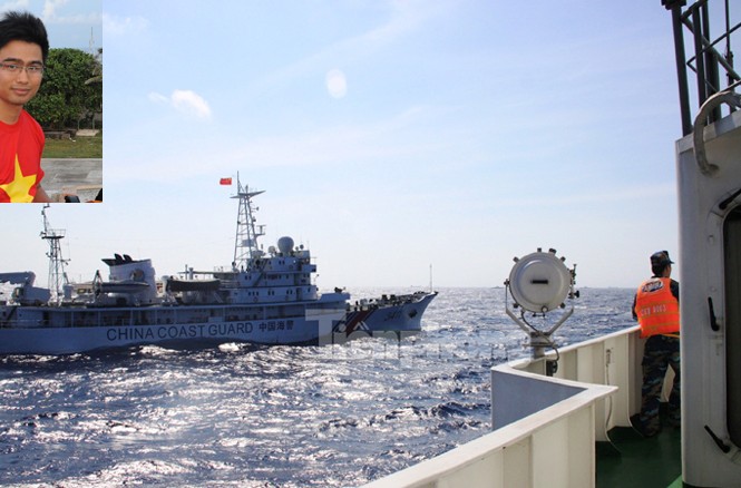 Tường thuật từ Hoàng Sa 25/5: Hải đội trưởng, Thuyền trưởng tàu Kiểm ngư 22 bị thương Tài CSB Trung Quốc áp sát tàu CSB Việt Nam. Ảnh: Nguyễn Huy.