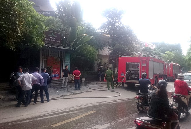 Hà Nội: Cháy lớn tại nhà hàng trên phố Phan Kế Bính Hiện trường vụ cháy.