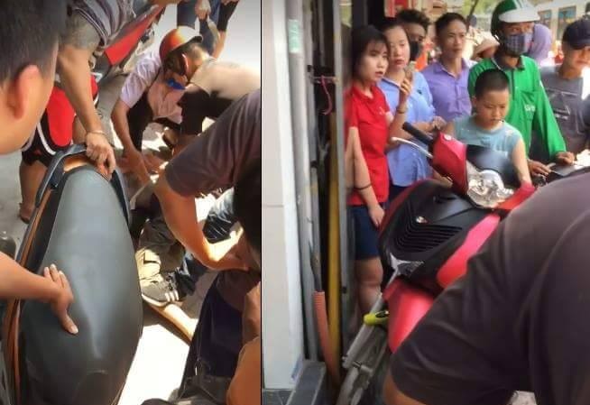 Mới nhất vụ nam thanh niên vô cớ chém người trên phố Ảnh cắt từ video.