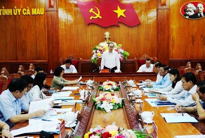 Bộ Chính trị kiểm tra công tác cán bộ tỉnh Cà Mau Ông Nguyễn Thiện Nhân triển khai công tác kiểm tra với BTV Tỉnh ủy Cà Mau