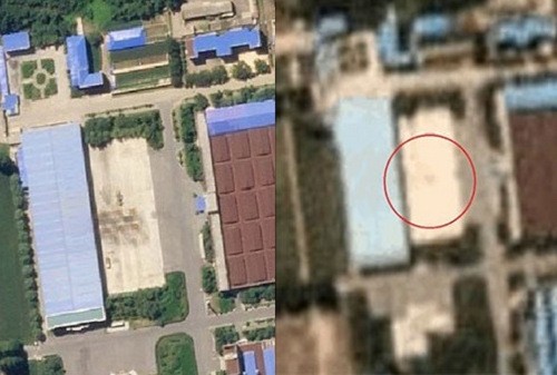 Bản tin 20H: Triều Tiên tháo dỡ nhà máy lắp ráp tên lửa? Nhà máy lắp ráp ICBM tại Pyongsong hôm 17/8 (trái) và 5/9. Ảnh: Choson Ilbo.