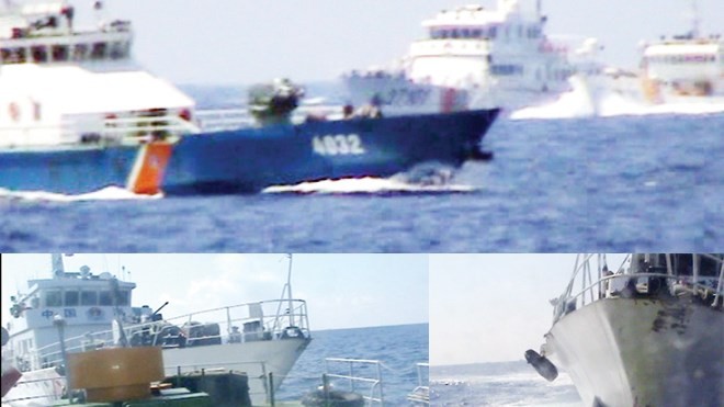 Tàu Trung Quốc dàn hàng ngang ngăn tàu Việt Nam Tổng số tàu của Trung Quốc ở khu giàn khoan trái phép là 136 tàu