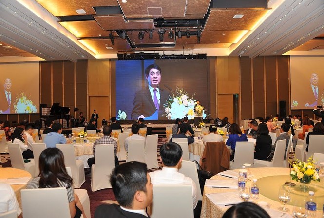 Vietcombank chung tay cùng doanh nghiệp vừa và nhỏ Tiến sỹ Nghiêm Xuân Thành, Chủ tịch Hội đồng Quản trị Vietcombank phát biểu khai mạc Hội thảo