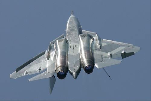 Sức mạnh kho vũ khí của chiến đấu cơ tàng hình T-50 Một chiếc Sukhoi T-50 của Nga. Ảnh: Wikipedia