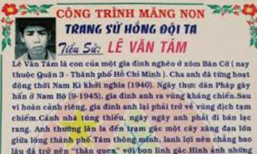 Trường học dùng ảnh tử tù làm anh hùng Lê Văn Tám Hiện, nhà trường đã gỡ bức ảnh khỏi công trình. Ảnh: A.X