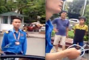 BV Nhi Trung ương xin lỗi về hành vi của bảo vệ Ảnh cắt từ clip cho thấy các bảo vệ của BV Nhi Trung ương đang ngăn cản xe cứu thương ra khỏi BV.