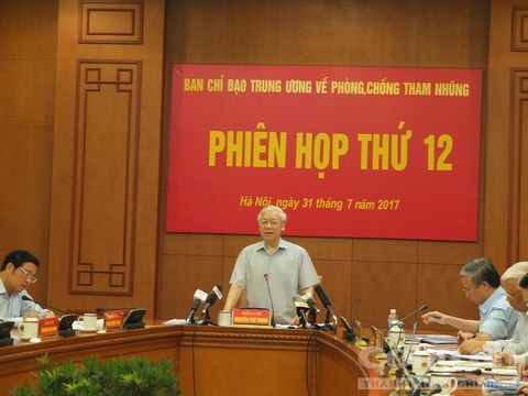 Thêm hình thức công khai tài sản của lãnh đạo trên báo chí Tổng Bí thư Nguyễn Phú Trọng chủ trì phiên họp của Ban Chỉ đạo T.Ư về PCTN (ảnh minh họa)