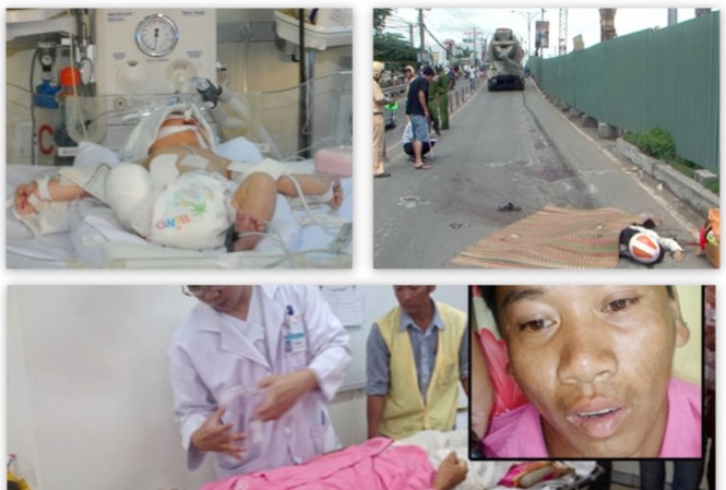 Tài xế xe trộn bê tông làm chết thai phụ bị khởi tố, bắt giam Hiện trường vụ tai nạn nghiêm trọng và bố con anh Nam đang được cấp cứu tại viện