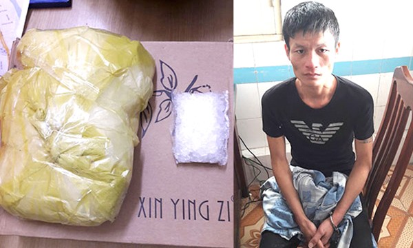 Nửa đêm cầm 1kg ma túy đi Tang vật và đối tượng Nam tại cơ quan Công an