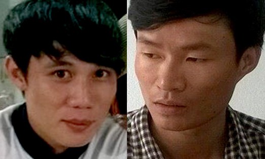 Hai nhóm công nhân hỗn chiến, một người chết Lê Văn Cảnh đầu thú Công an tỉnh Quảng Ngãi khuya 13/8 và Võ Khắc Tường tại cơ quan điều tra. Ảnh Công an Quảng Ngãi cung cấp