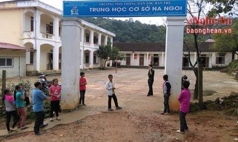 Mâu thuẫn ở trường, một học sinh lớp 7 bị đâm thủng bụng Trường THCS Na Ngoi - nơi xảy ra vụ việc - Ảnh: báo Nghệ An