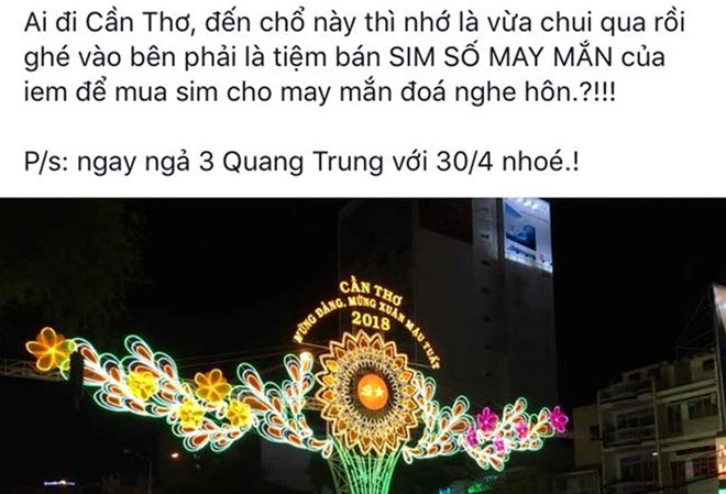 Bị mời làm việc vì đăng ảnh cổng chào cùng với quần lót Hình cổng chào đường đèn nghệ thuật anh Chương đăng trên Facebook ngày 16/12. Ảnh chụp màn hình