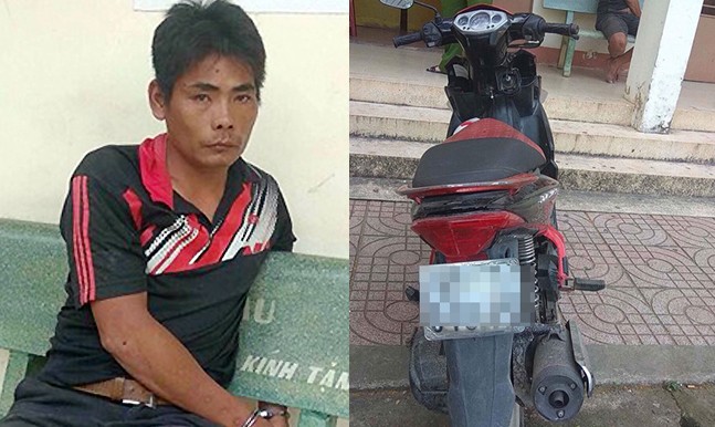 Cướp tài sản sau khi sàm sỡ cô gái bất thành Đối tượng Mai Thanh Dương và xe máy đối tượng này dùng để đi cướp