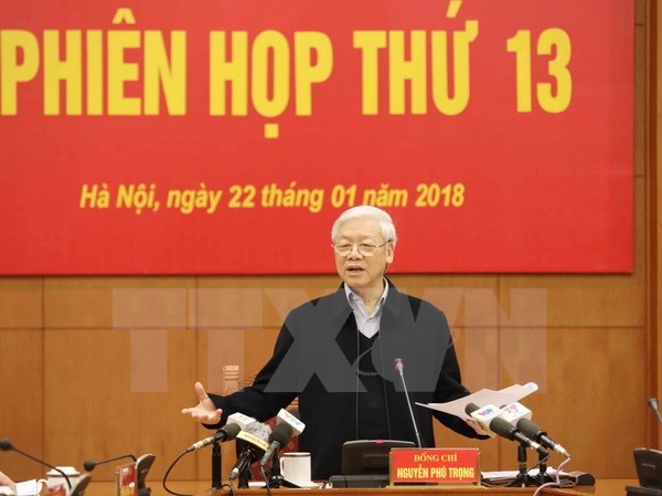 Tổng Bí thư yêu cầu đẩy nhanh xử lý các vụ tham nhũng nghiêm trọng Tổng Bí thư Nguyễn Phú Trọng, Trưởng Ban Chỉ đạo Trung ương về phòng, chống tham nhũng chủ trì phiên họp. (Ảnh: Phương Hoa/TTXVN)
