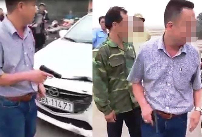 Tài xế rút súng sau va chạm giao thông bị phạt 38 triệu đồng Ảnh cắt từ clip